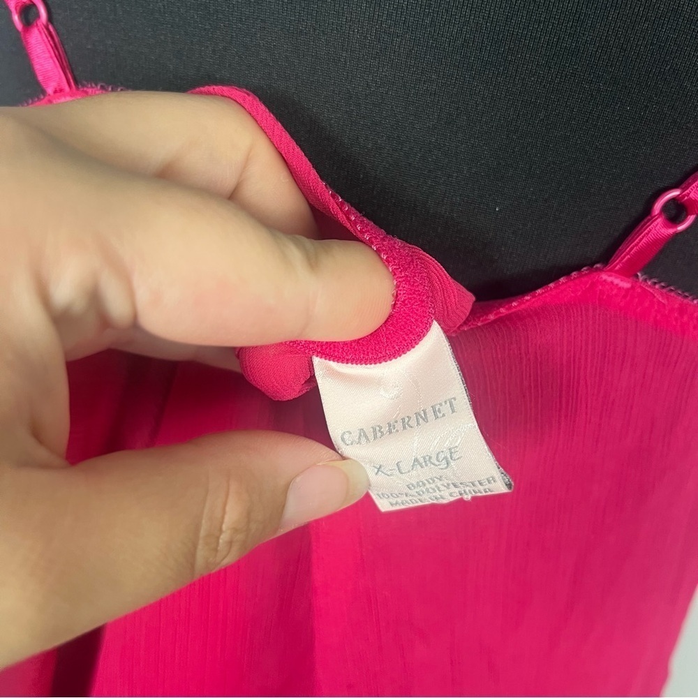 Y2K hot pink sheer two piece nightie set by Cabernet size x-large - Picture 6 of 8